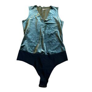 Commando Velvet Thong Bodysuit Shirt Top Blouse V-Neck Layering Size Medium